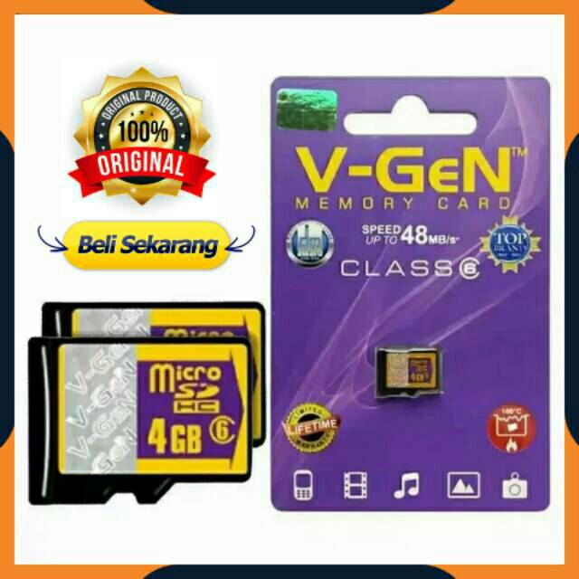 [COD] KARTU MEMORY V-GEN 4GB CLASS 6 / MICRO SD VGEN / MICROSD VIGEN 4GB / KARTU MEMORI HP ORIGINAL