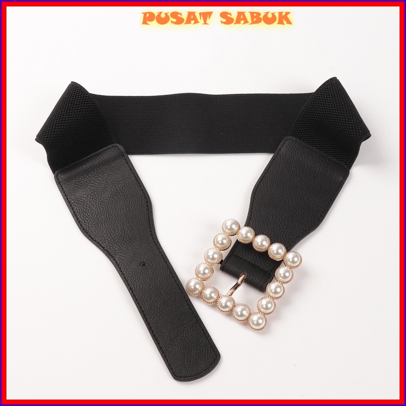 Belt Ikat Pinggang Obi Gesper Wanita Sabuk Karet Fashion Cewek Korea Kekinian Oby Gasper Hitam Putih Polos Murah Import Cantik Elastis Mutiara Grosir Mewah Lebar 6 Cm Ramping Pesta Aksesoris Emas Gold Dewasa Tinggi Langsing Inch Bahan Mewah Obe