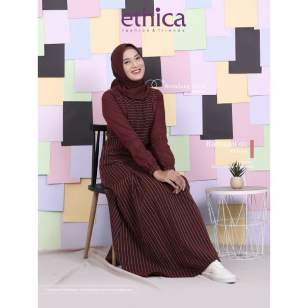 RAINAMI 01 MAROON GAMIS ETHICA TERBARU 2021 GAMIS BUSUI GAMIS MOTIF GARIS