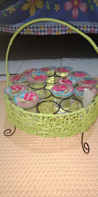 Tempat Aqua Gelas Bentuk Bulat - Tempat Aqua Rotan Sintetis 16 Cup - Tempat Air Mineral Rotan Cup 16