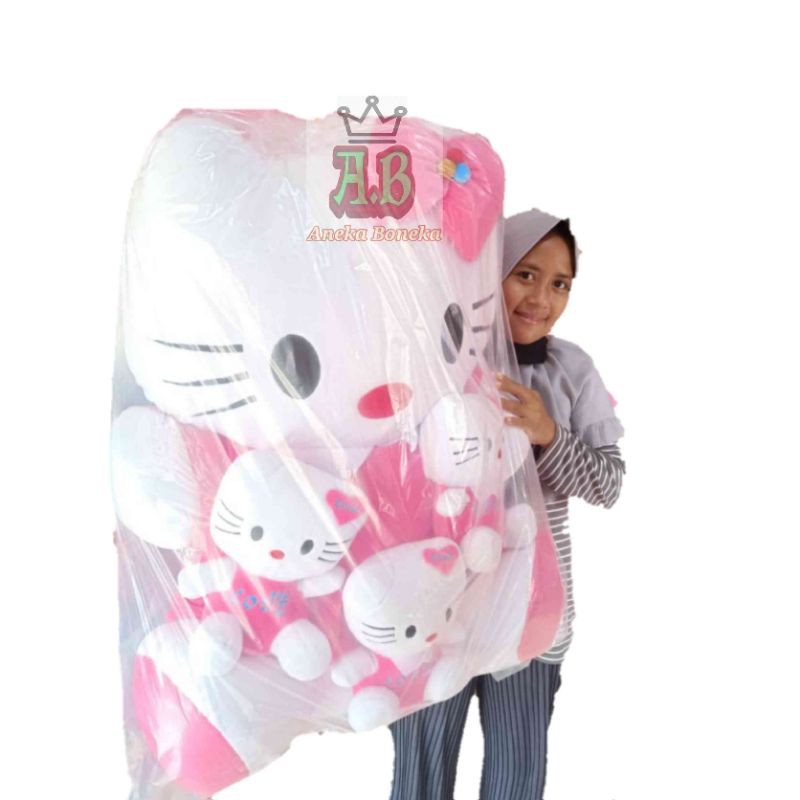 boneka hello kitty beranak 3 super jumbo ukuran 1 meter