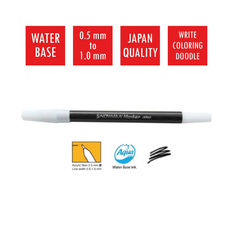 Spidol warna Hitam snowman artline PW-1
