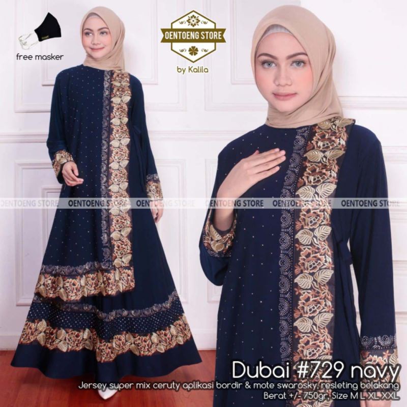 OK - [BISA COD] DUBAI #729 BY OENTOENG STORE / GAMIS JUMBO WARNA NAVY / GAMIS PESTA BAHAN JERSEY