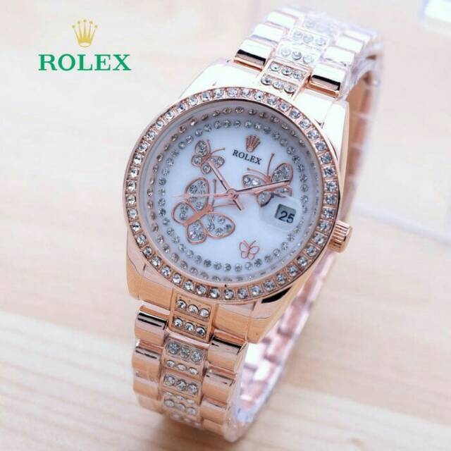Jam Tangan Wanita Rolex Kupu Butterfly Rantai