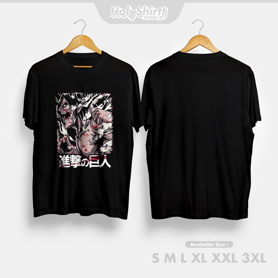 Kaos Baju Anime Attack On Titan SNK Eren Attack Titan V3 Kaos Anime