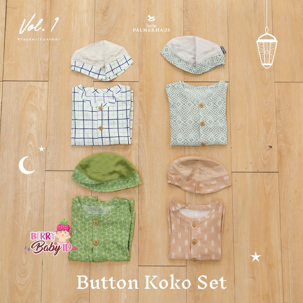 Little Palmerhaus Button Koko Set Baju Koko Celana Setelan Anak Muslim Berry Mart