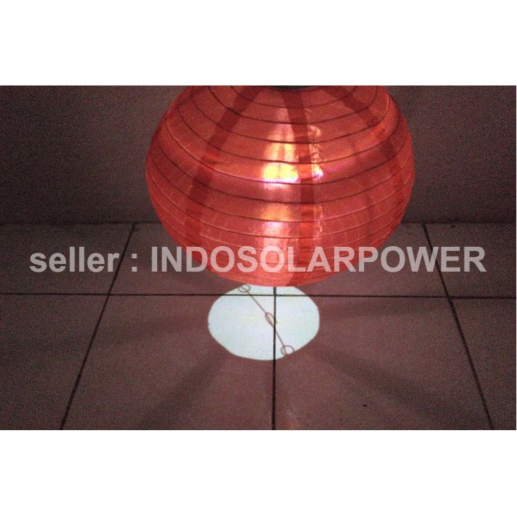 Lampion gantung LED smd diameter 30 cm solar power tenaga surya lampu taman halaman kebun pohon