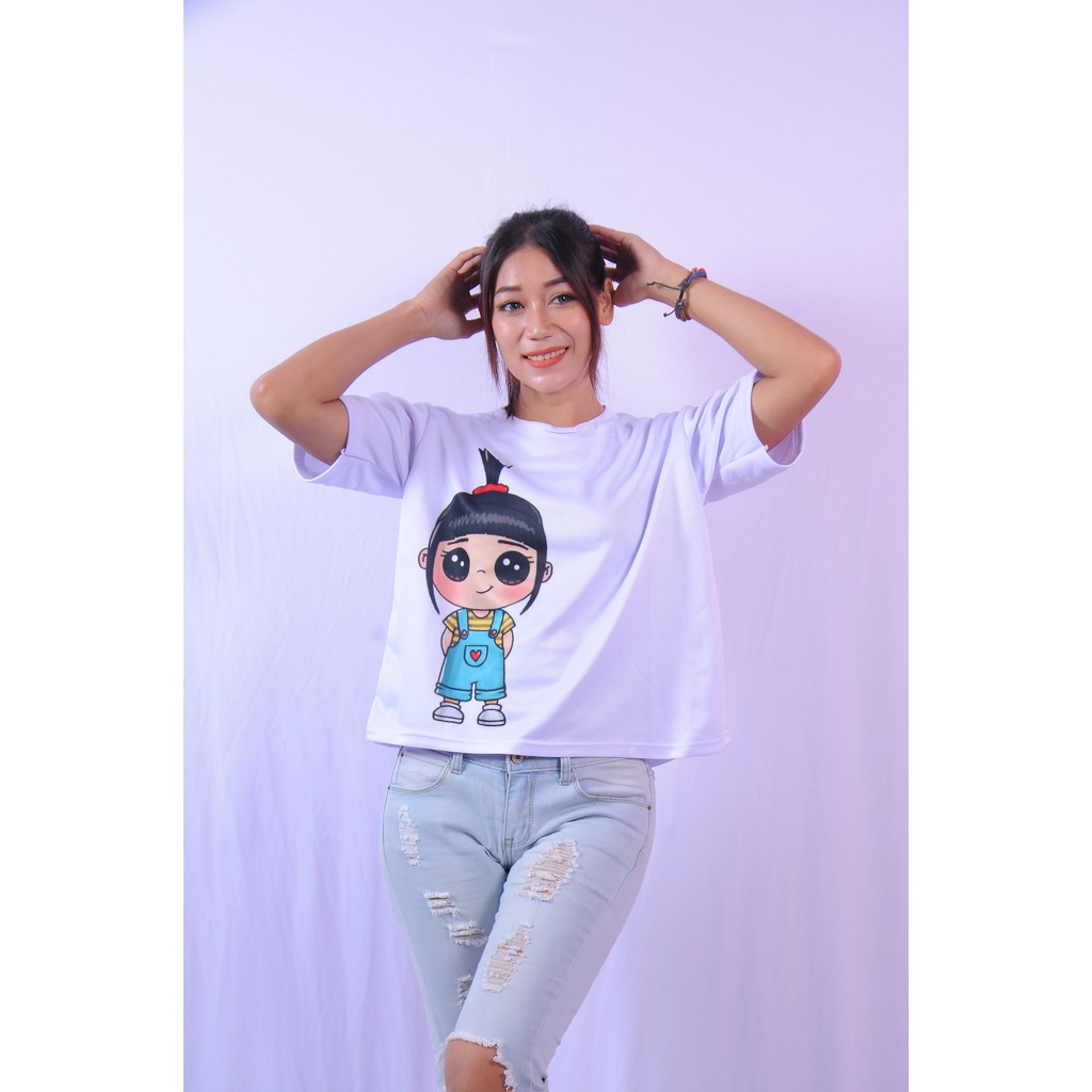 KAOS WANITA CROP TOP SCUBA/KAOS CROP TEE KARAKTER OVERSIZE/TUMBLR TEE