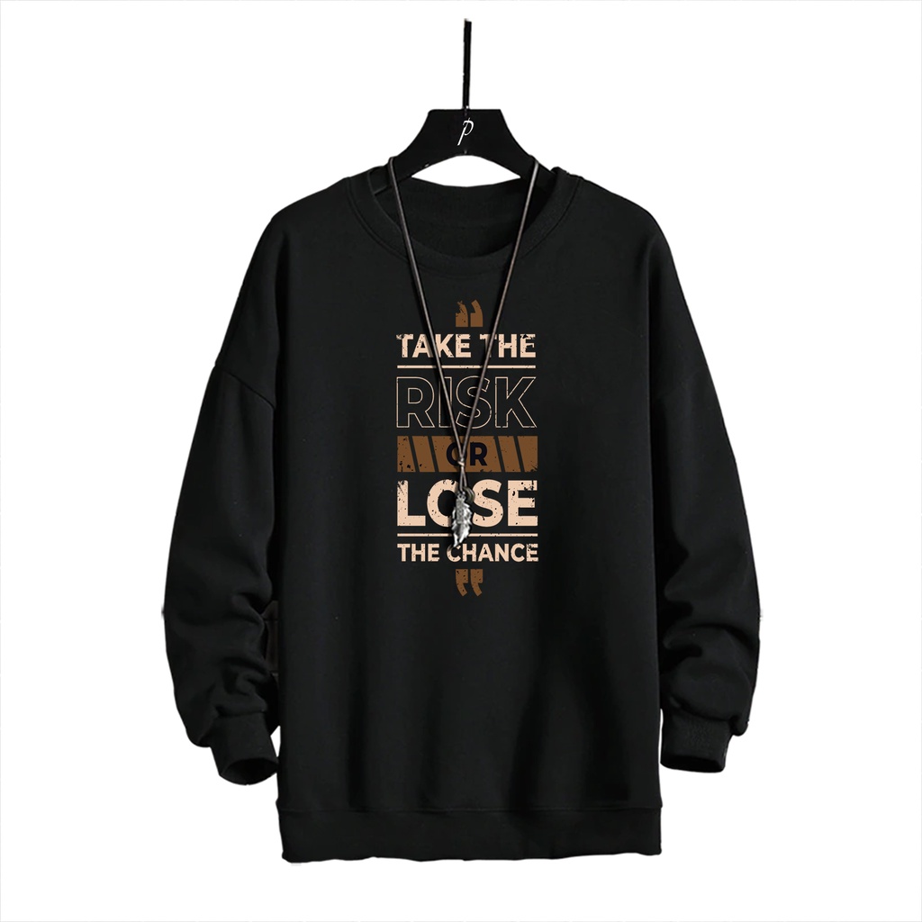 Sweater crewneck pria TAKE THE RISK sweter cewek cowok distro keren murah