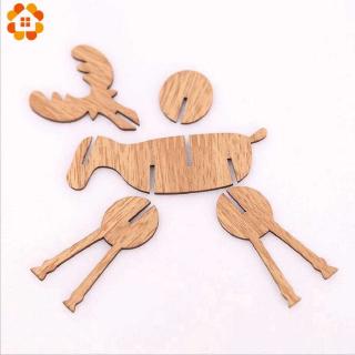 1Pc Ornamen Liontin Desain Rusa Bahan Kayu  untuk Dekorasi 