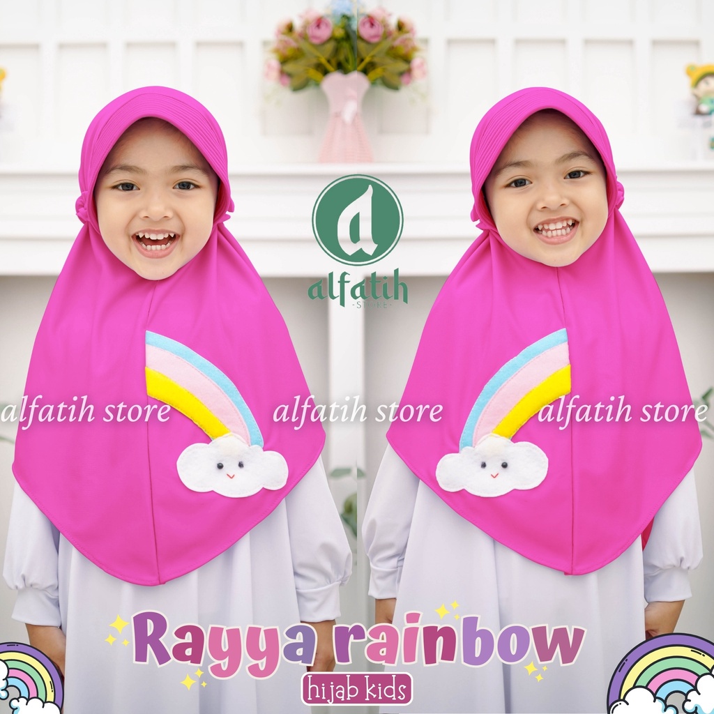 ALFATIH STORE / Jilbab Anak TK RAYYA RAINBOW Ped TALI Belakang / Jilbab Anak Murah ianah