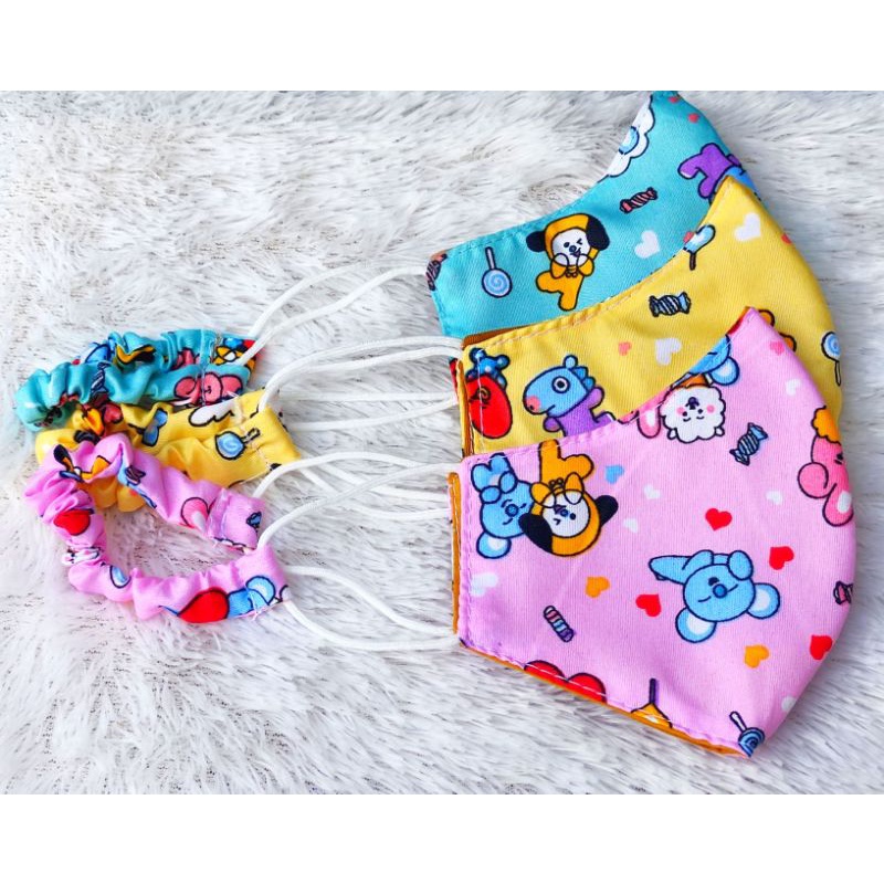 masker anak hijab BTS
