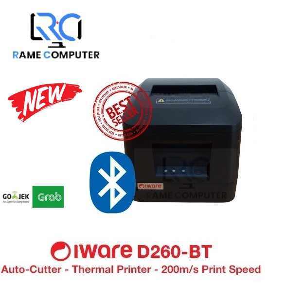 Printer Thermal Struk 80mm Iware D260BT D260 BT Koneksi : USB + BLUETOOTH + RJ11  SUPPORT LACI KASIR