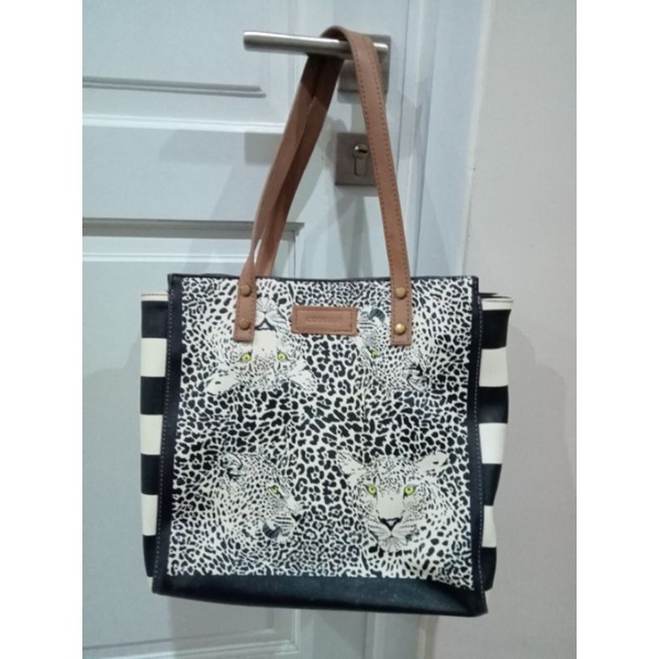 Codello (Brand Galleries Lafayette) Leo Jungle Black White Tote Bag