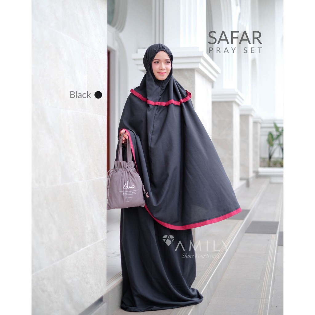 SAFAR PRAY SET BLACK || Mukena Dewasa Original by AMILY HIJAB