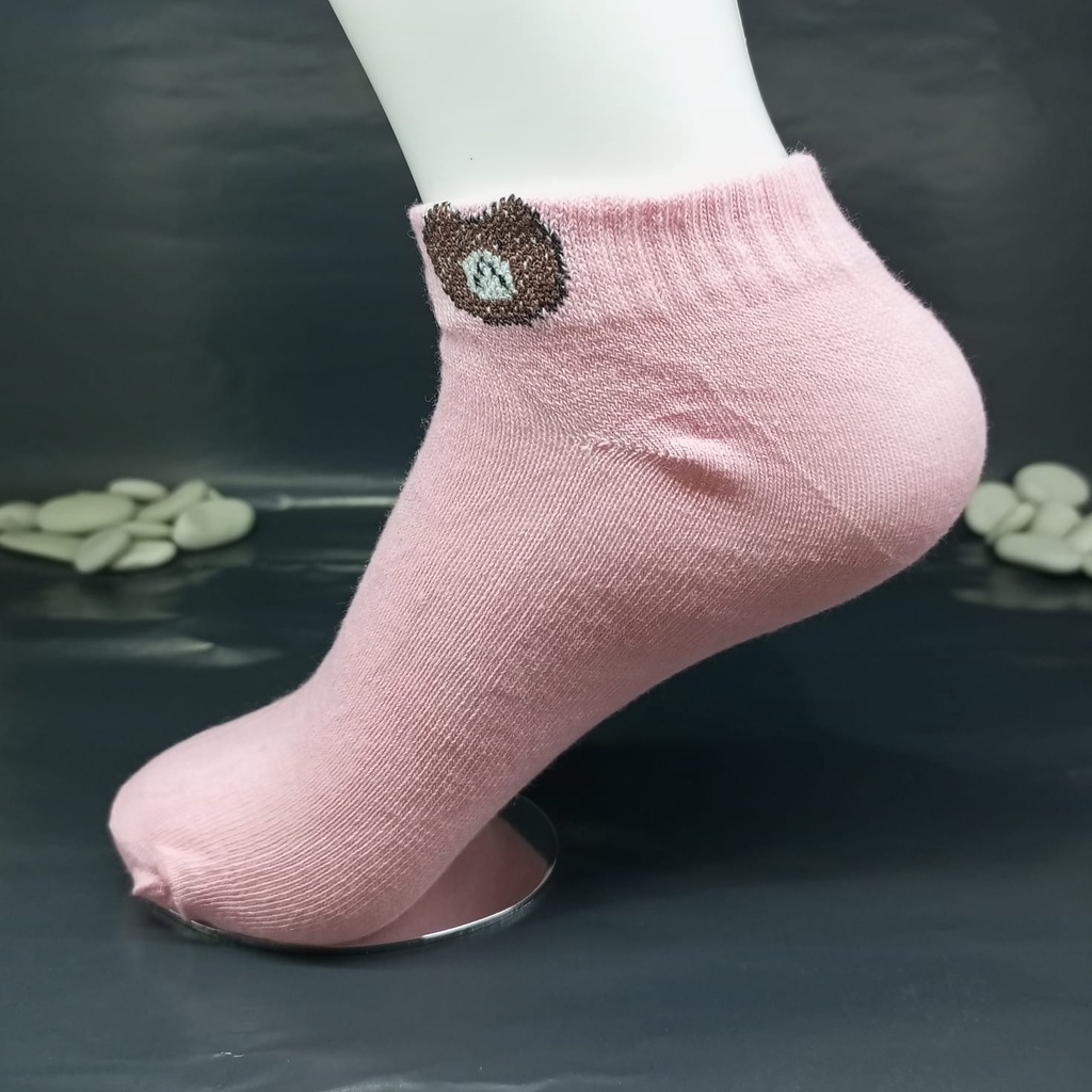 ⭐𝐈𝐇𝐒 𝟎𝟔𝟑⭐️Kaos Kaki Pria Wanita Motif Beruang Kaos Kaki Semata Ankle Socks-9 Pink