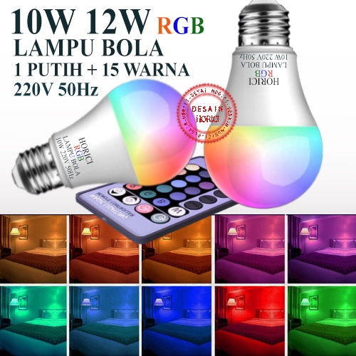 MEREK HORICI ASLI E27 7W LAMPU BOLA, LAMPU KENDALI JARAK JAUH RGB, RGBW  RGB WARNA WARNI