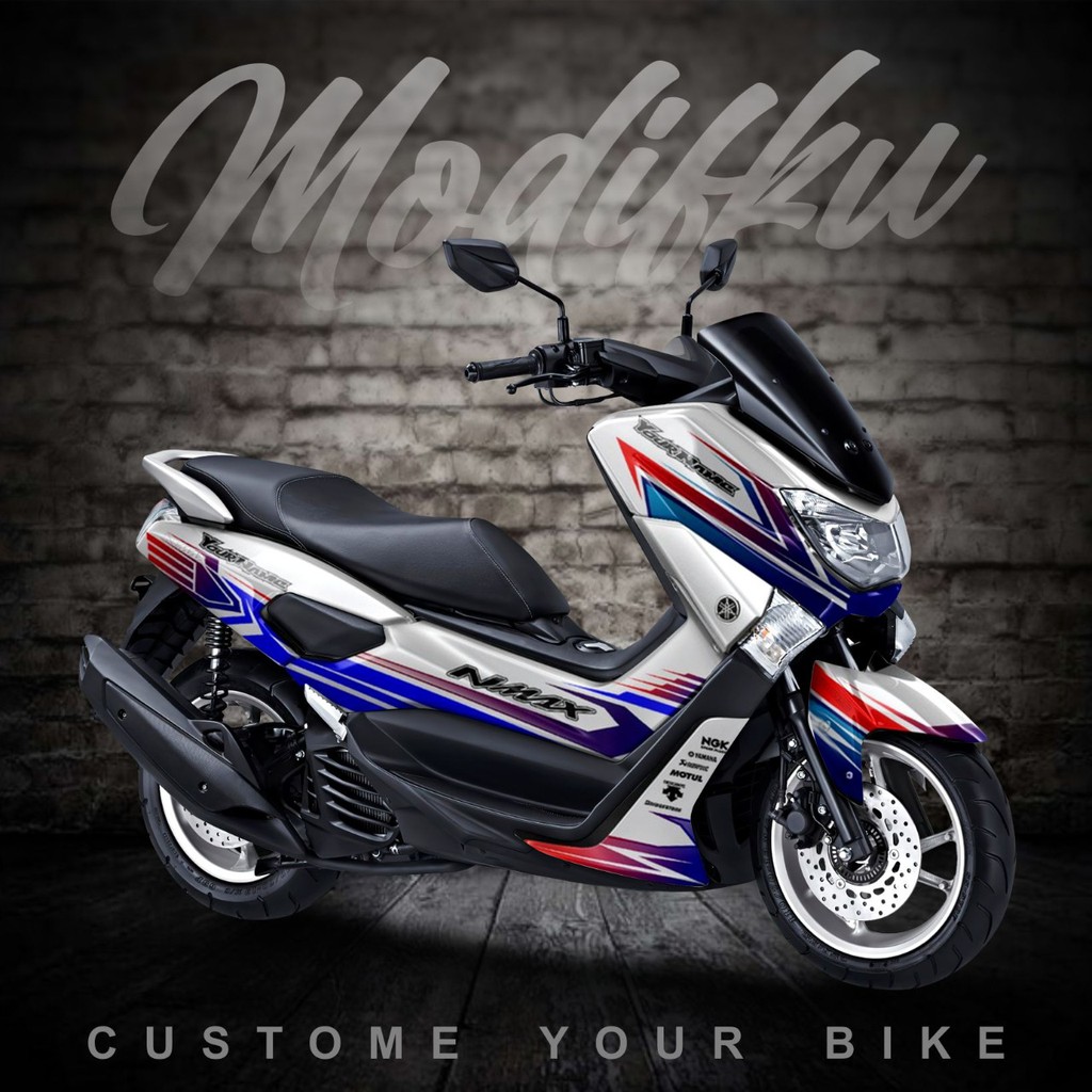 Sticker decal full body Yamaha Nmax Putih grafis merah Biru