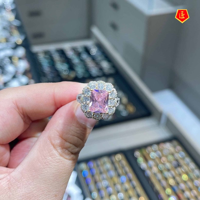 [Ready Stock]Luxury Natural Argyle Pink Diamond Colored Gems Ring