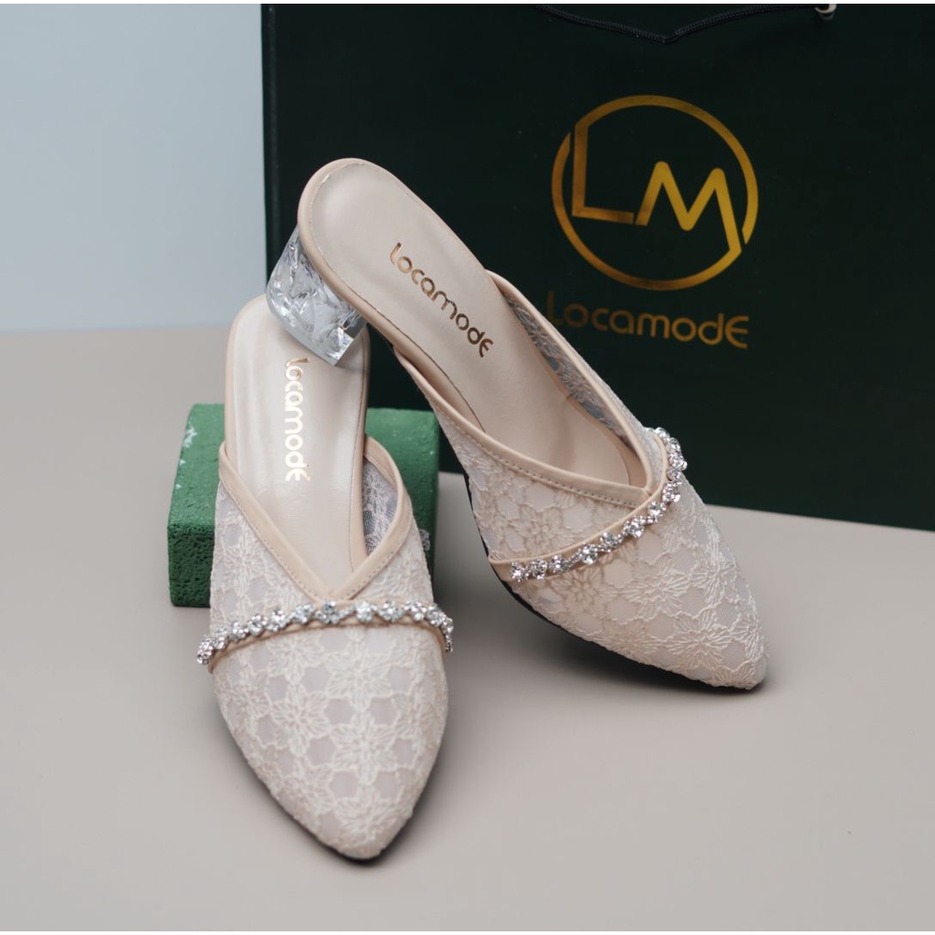 LOCAMODE SENDAL HEELS kode-004 (free paper bag,box) hak 5cm