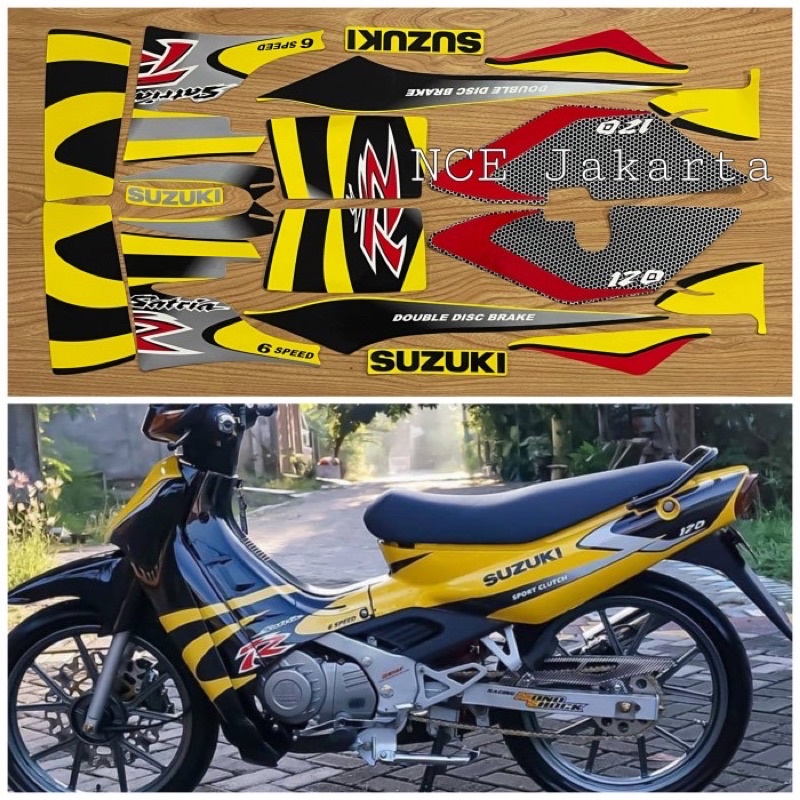 SL04 STIKER STRIPING SATRIA KOTAK LUMBA HITAM KUNING