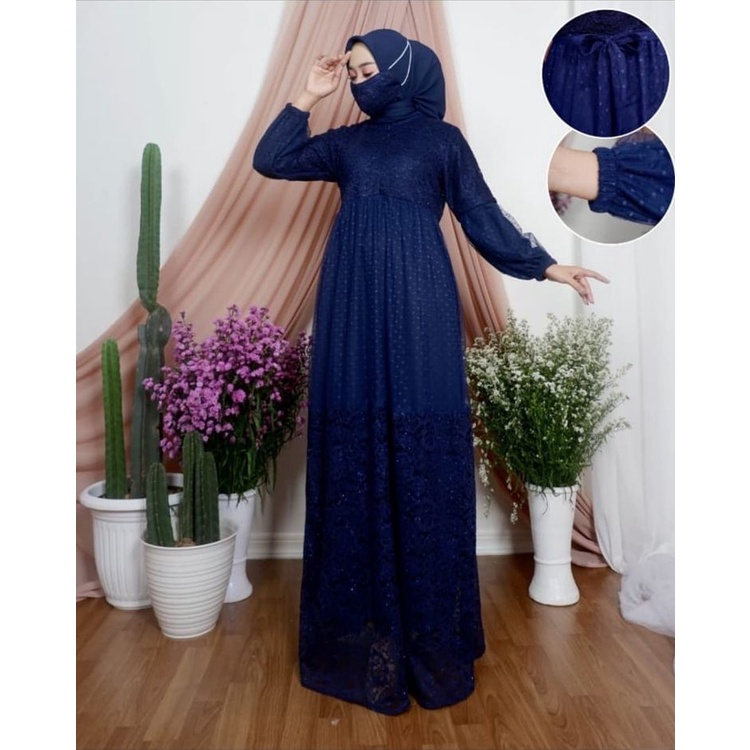 GAMIS BRUKAT TILE DOT JUMBO DRESS TERBARU PESTA UK M L XL XXL 3XL 4XL 5XL