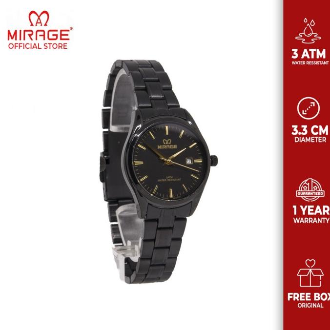 Jam Tangan Wanita Mirage Original 8708L Hitam Full Black Model Baru barang ada
