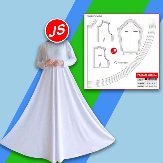 Pola Jiplak Gamis Dewasa Umbrella / Full Payung 7 In 1 ( JP-005 ) murah