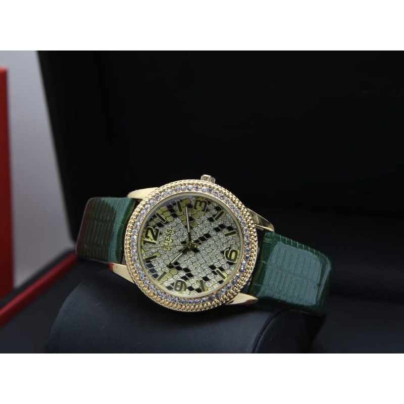 Jam Tangan Wanita GUESS LEOPARD Ring Mata Mata Grade Premium Branded