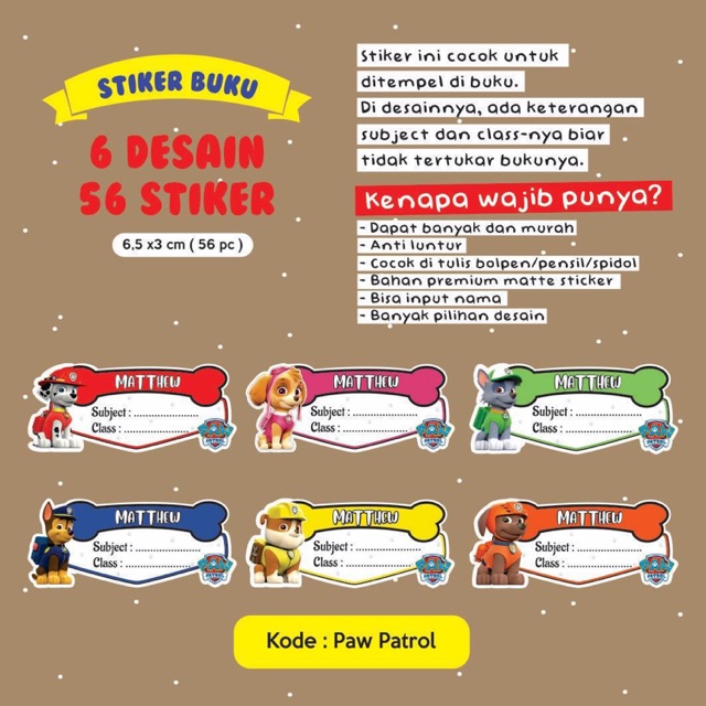 

Sticker buku paw patrol