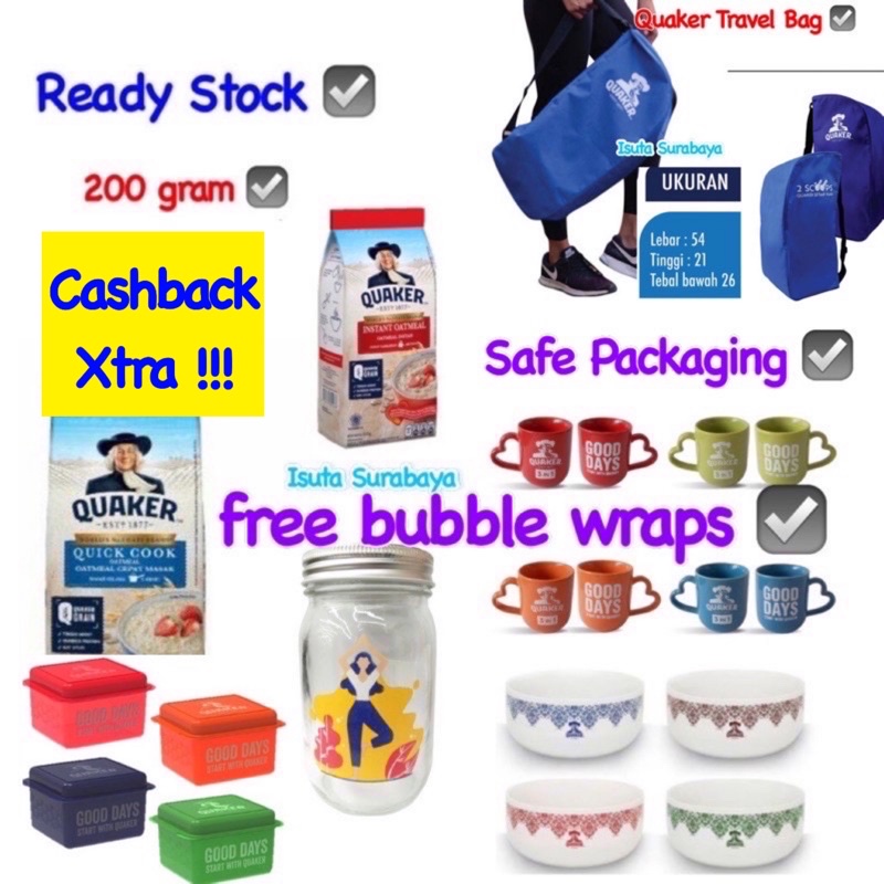 

Hadiah Quaker Oat kotak makan mangkok Lunch Box Jar Ceramic Bowl