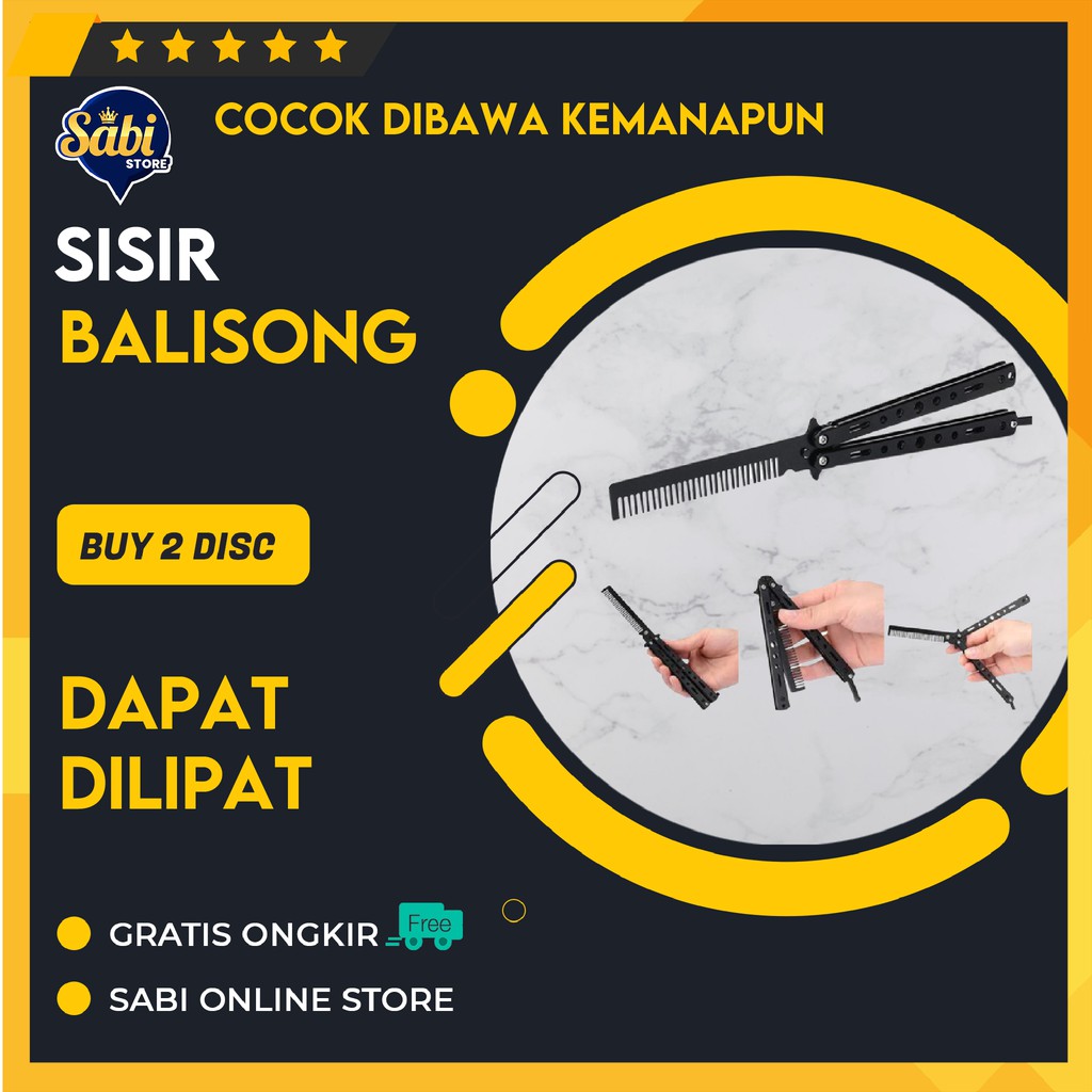 SISIR BALISONG / SISIR PISAU BESI / SISIR LIPAT UNIK / WARNA HITAM SILVER