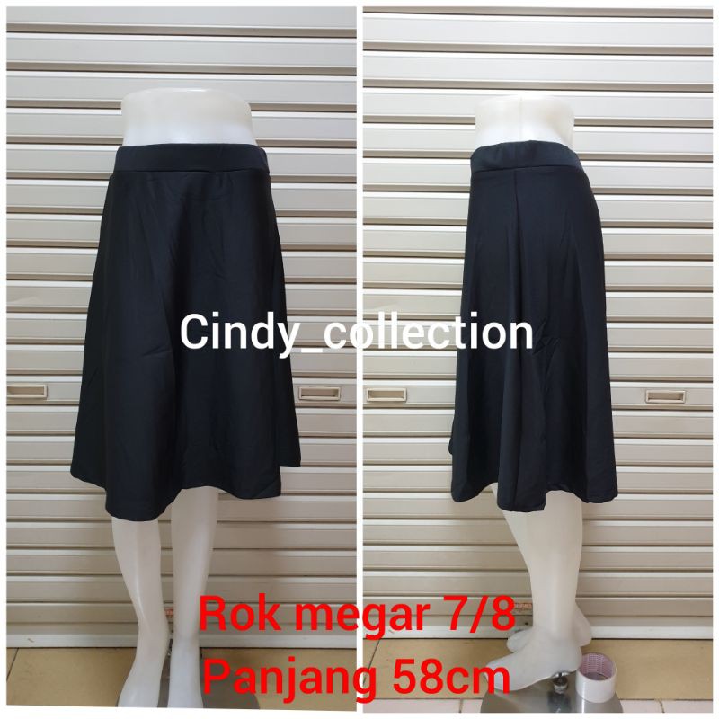 Rok Megar Pendek Flare 78 Panjang Scuba Tebal ROK Hitam cewek wanita ROK PANJANG-4