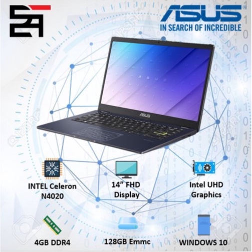 Laptop Asus Vivobook L510MA /L410MA INTEL N4020 RAM 4GB 256GB 15.6FHD W10 SLIM BEST SELLER-L410MA 128GB / 14