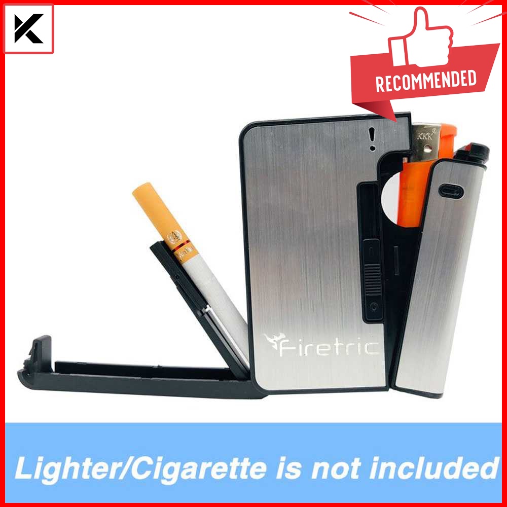 Kotak Rokok Fashion Bungkus Metal Case with Lighter Korek Api