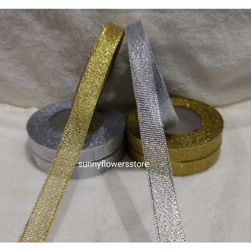 pita 1/2 inch gliter gold silver isi 25 yard