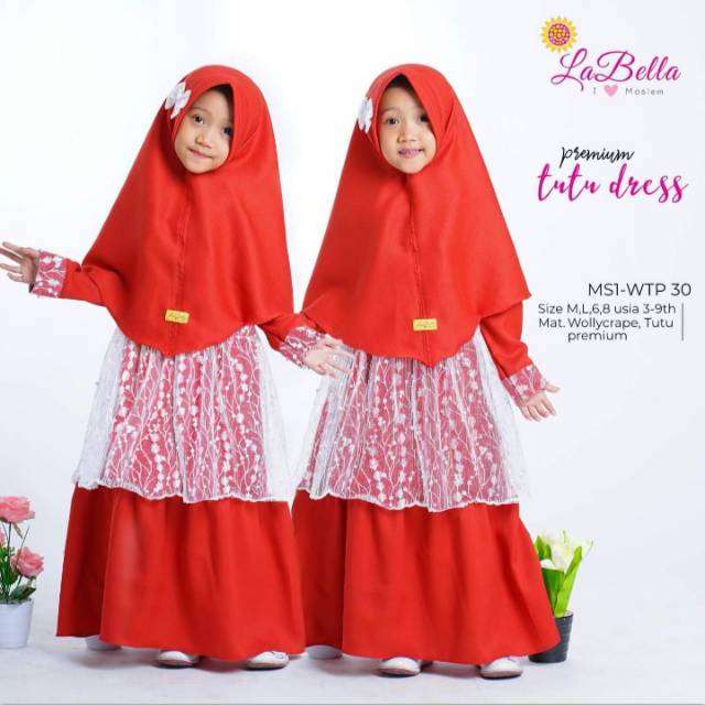Gamis Tutu Dress anak perempuan Labella untuk umur 3 sampai 9 tahun Baju gamis mewah