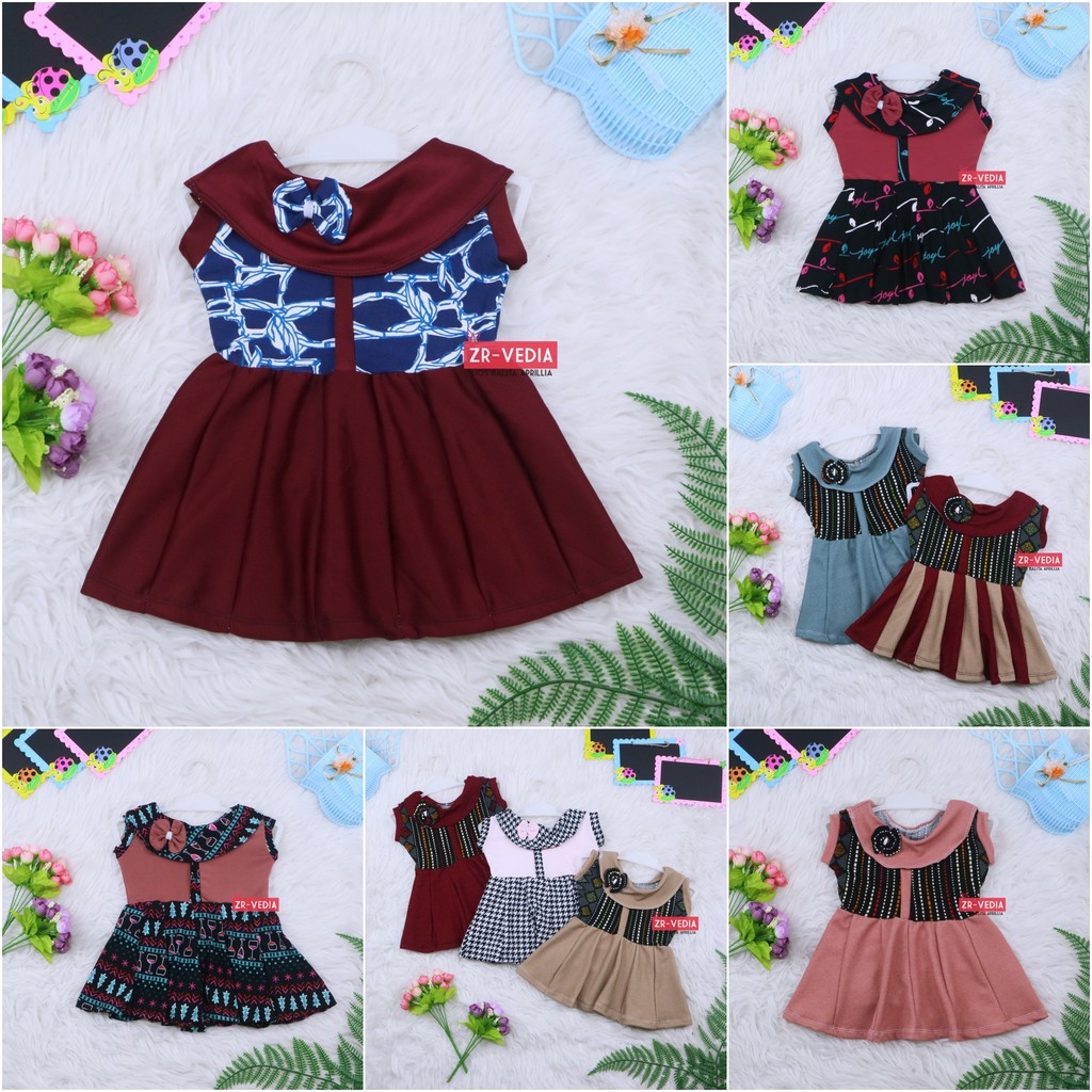 Dress Evelin Baby New Born Baru Lahir / COD Baju Anak Baby Perempuan Bayi Girl Lucu Harga Konveksi.