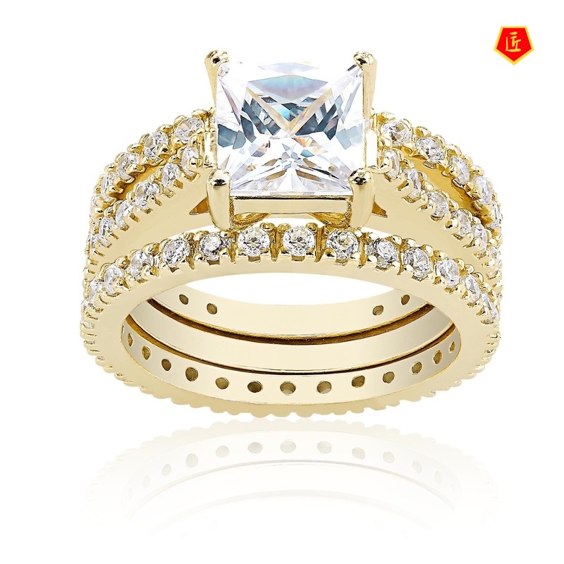 [Ready Stock]Full Diamond Three Ring Set Creative Fashion