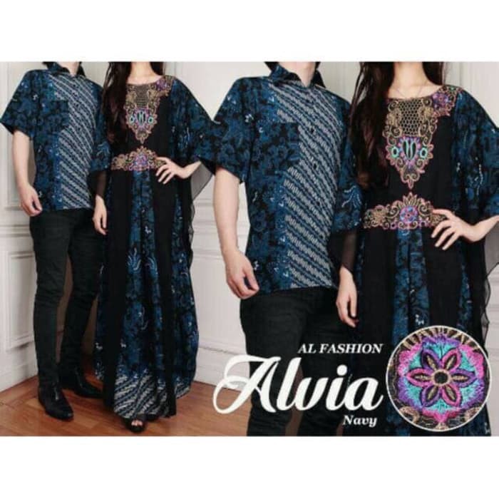 Couple Batik Alvia Navy I Batik Couple I Couple Muslim