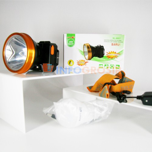 Senter Kepala Headlamp Sunpro SL 8807 Putih 10 Watt Charger bonus Lampu SL-8807 SL-8807P