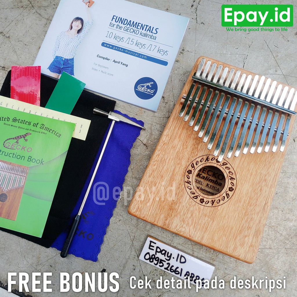 GECKO Kalimba 17 Keys Solid Camphorwood K17CA Mbira Thumb Piano April Yang FREE BONUS