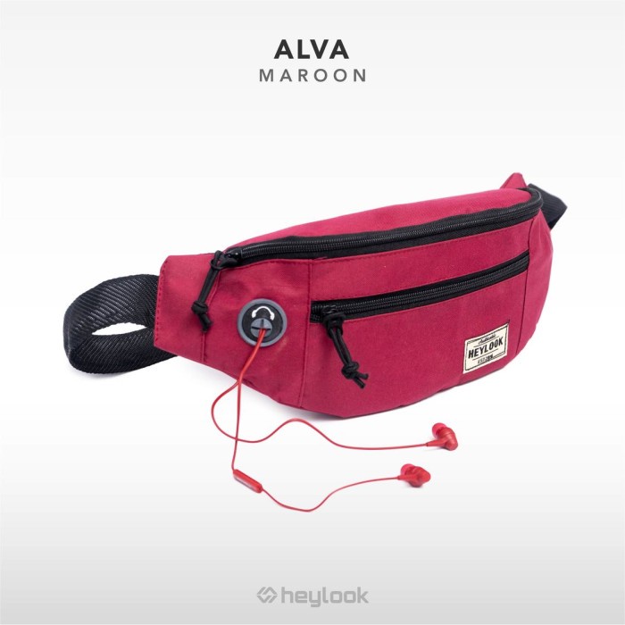 SALE TAS SELEMPANG PRIA WAIST BAG ALVA PRIA SLING BAG GADGET DISTRO PRIA - MAROON Tas slempang P