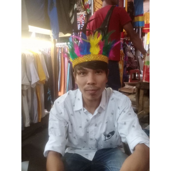 AKSESORIS BULU KEPALA// TOPI BULU ADAT DAYAK // IRIAN JAYA