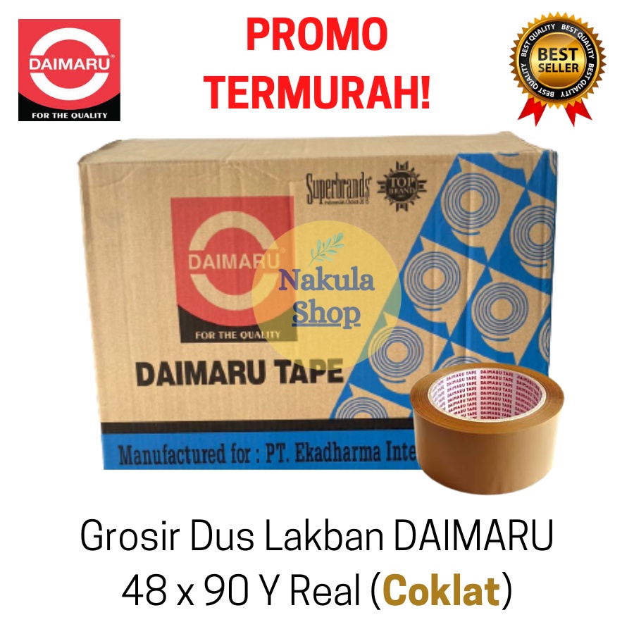 

TERMURAH! GROSIR 1 DUS LAKBAN DAIMARU 2 INCH 48X90 - COKLAT - 72 ROLL