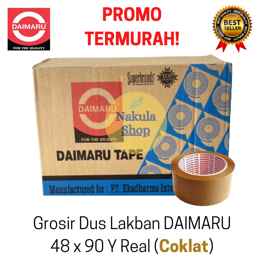 TERMURAH! GROSIR 1 DUS LAKBAN DAIMARU 2 INCH 48X90 - COKLAT - 72 ROLL