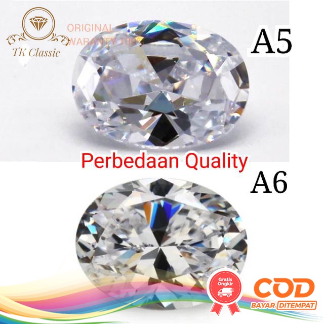 Diamond Quality A6 Cubic Zirconia 12x10MM Grade Premium Garansi 100%