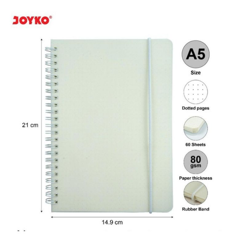 

JOYKO Dotted Spiral Notebook A5 NB -700 Buku Catatan Titik - Titik Sampul Bening 60 Lbr 80 Gsm