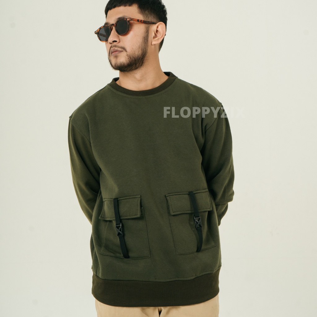 CREWNECK POCKET APLIKASI / CREWNECK SHACKET / CREWNECK PRIA / SWEATER PRIA / CREWNECK