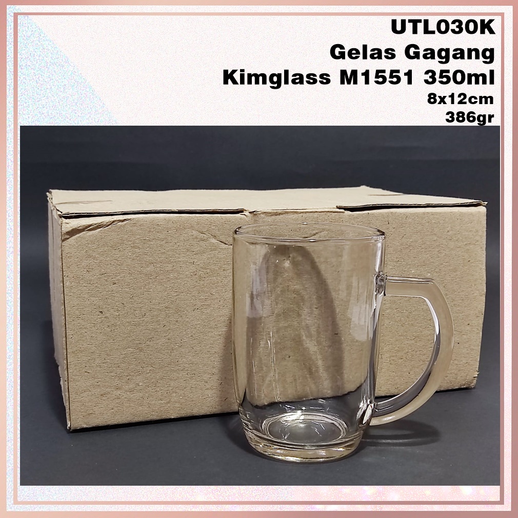 [6pcs] UTL030K Gelas Kaca Gagang Kimglass M1551 350ml